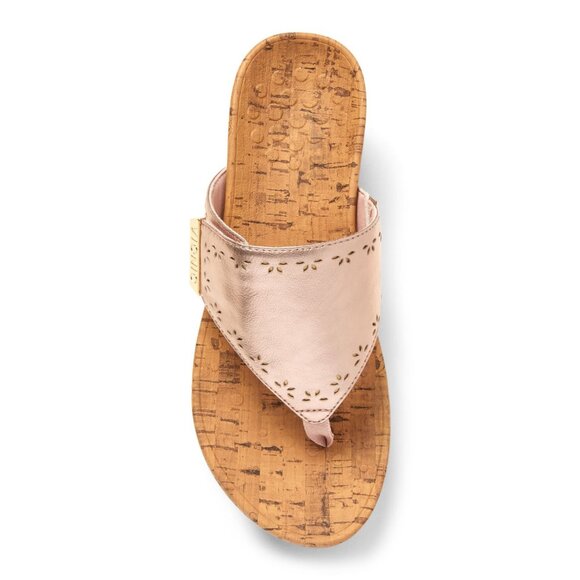 Vionic Women\'s Anitra Wedge Thong Sandals Size 8 $120 in Rose Gold Metallic
